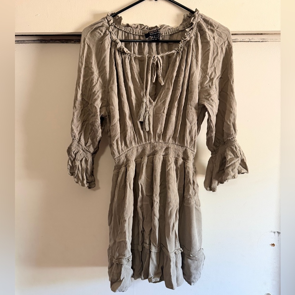 Forever 21 Boho Tie-Neck Peasant Dress Size M